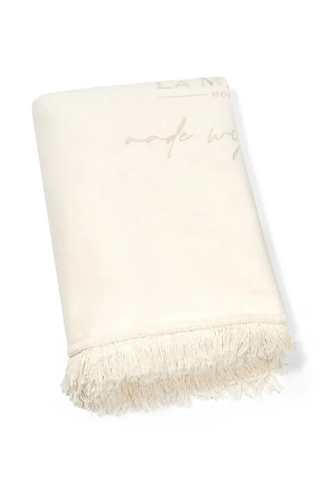 La Mania koc z bawełną Love Royal 150 x 200 cm kolor beżowy