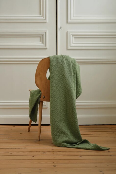 Olivier Desforges cuvertură de pat din bumbac CANISSE Palme 130 x 170 cm culoarea verde, 1067488