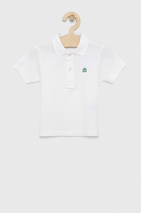 Otroški bombažen polo United Colors of Benetton bež barva
