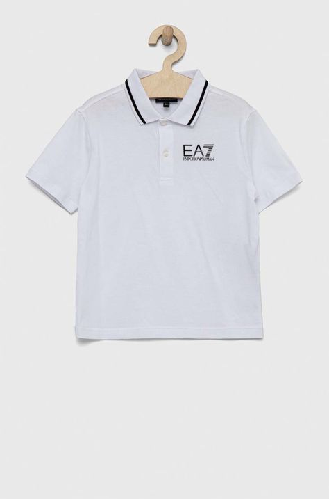 Детска памучна тениска с яка EA7 Emporio Armani