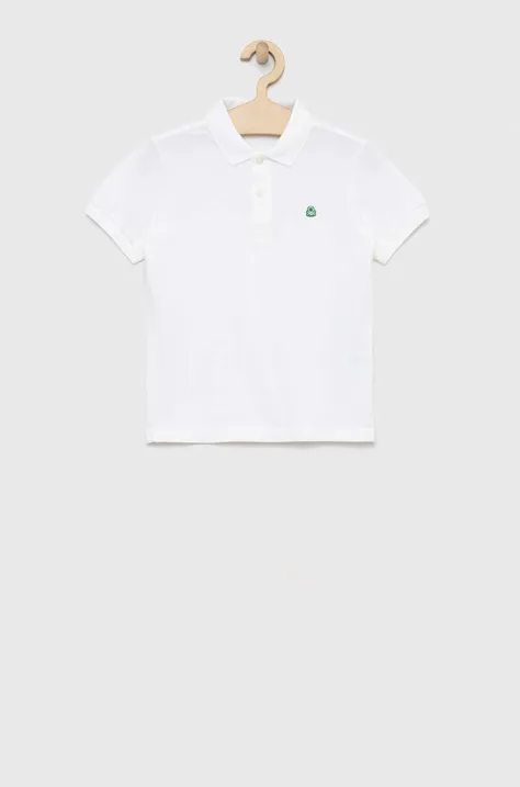 Pamučna polo majica United Colors of Benetton boja: bijela, jednobojni model