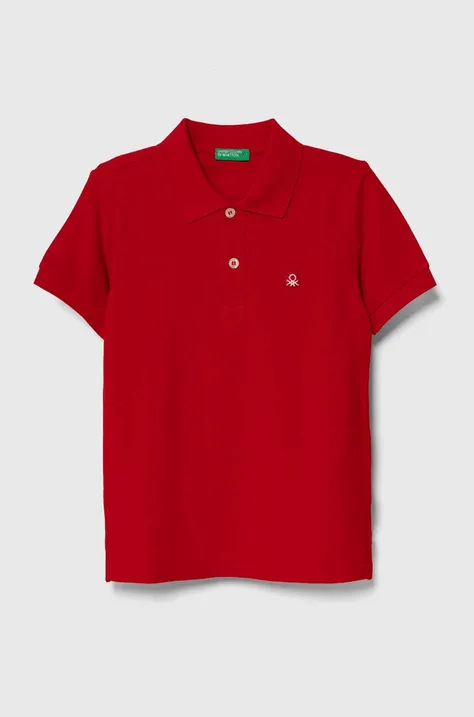 Παιδικά βαμβακερά μπλουζάκια πόλο United Colors of Benetton χρώμα: κόκκινο