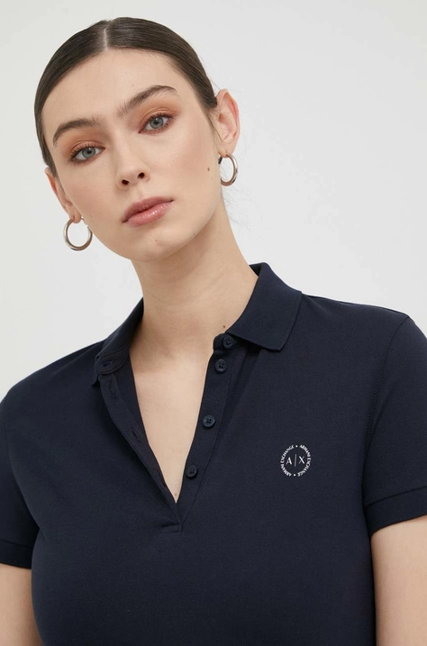 Bombažen polo Armani Exchange mornarsko modra barva