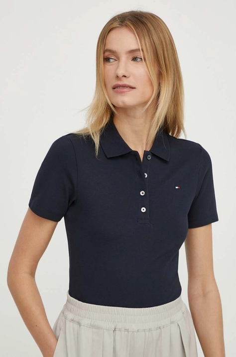 Polo majica Tommy Hilfiger za žene, boja: tamno plava