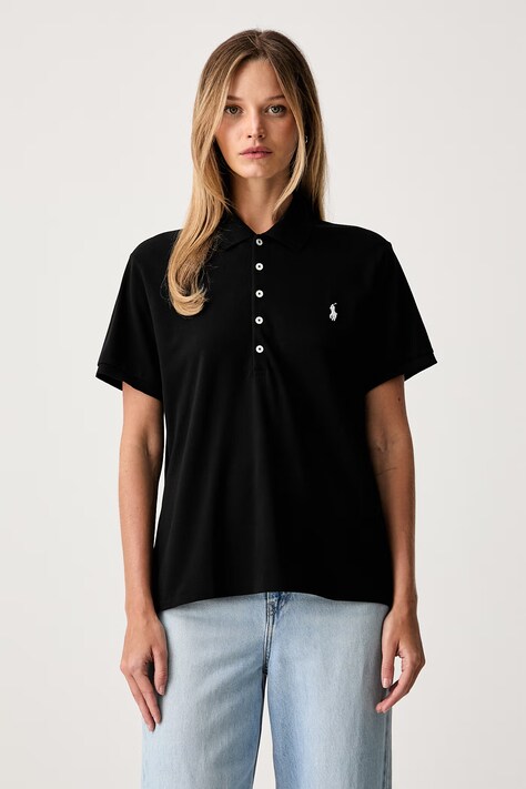 Polo Ralph Lauren polo damskie z bawełną czarne 211B18200
