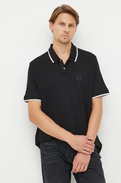 Bavlnené polo tričko Armani Exchange čierna farba, s nášivkou, 8NZF75 Z8M5Z NOS