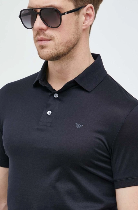 Emporio Armani polo męski kolor granatowy gładki 8N1F98 1JUVZ