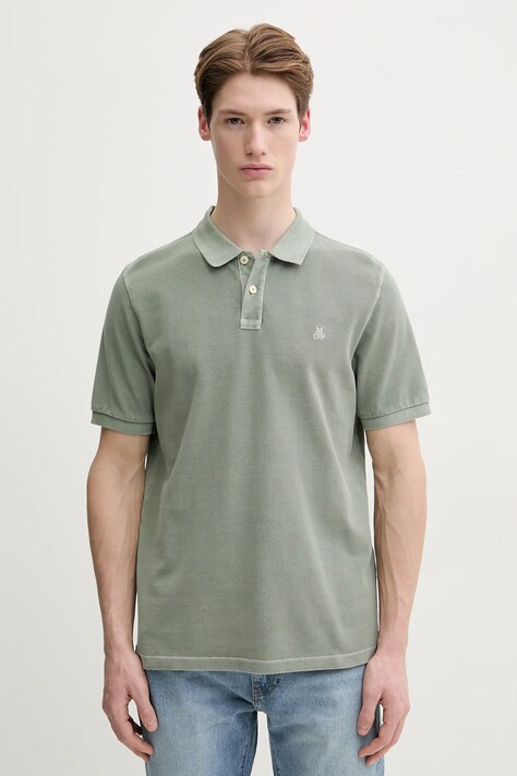 Marc O'Polo polo de bumbac culoarea verde, neted