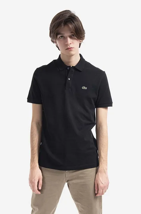 Bavlnené polo tričko Lacoste PH4012.031-031, čierna farba, jednofarebné