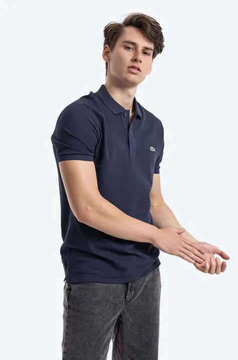 Bavlnené polo tričko Lacoste PH4012.166-166, tmavomodrá farba, jednofarebné