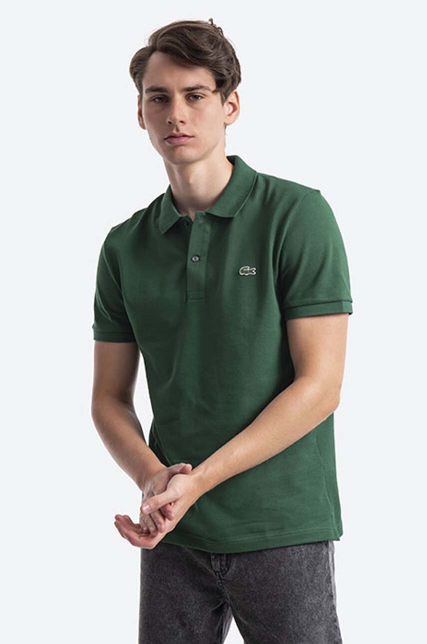 Lacoste polo bawełniane PH4012 132 kolor zielony gładki PH4012.132-132