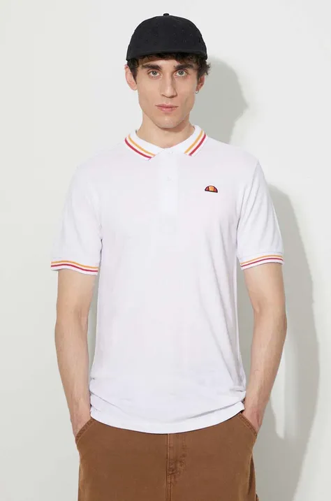 Βαμβακερό μπλουζάκι πόλο Ellesse χρώμα: άσπρο
