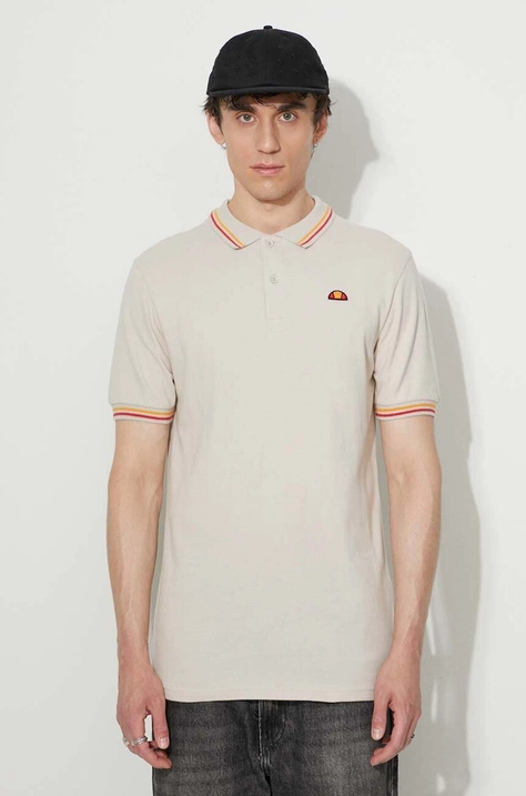 Pamučna polo majica Ellesse boja: bež, glatki model, SHR18077-WHITE