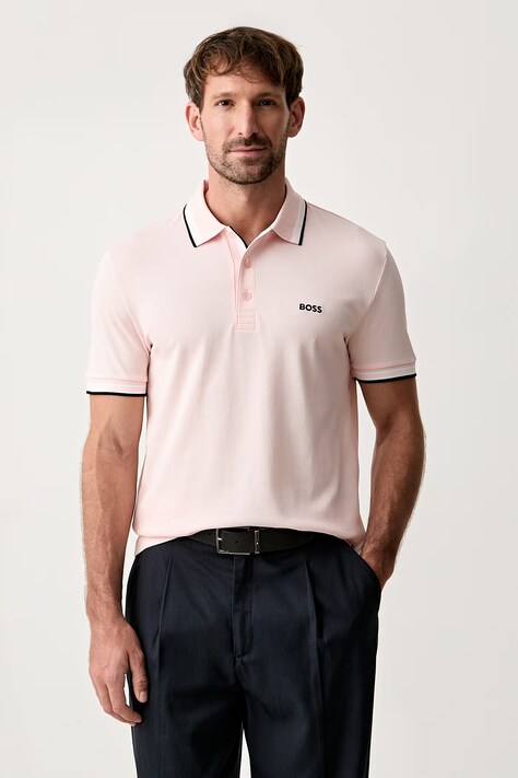 BOSS Green polo męskie bawełniane Paddy różowe 50469055