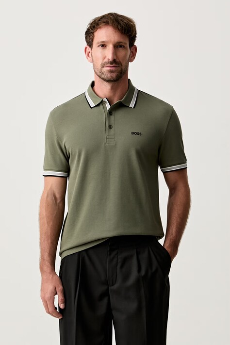 BOSS Green polo męskie bawełniane Paddy brązowe 50469055