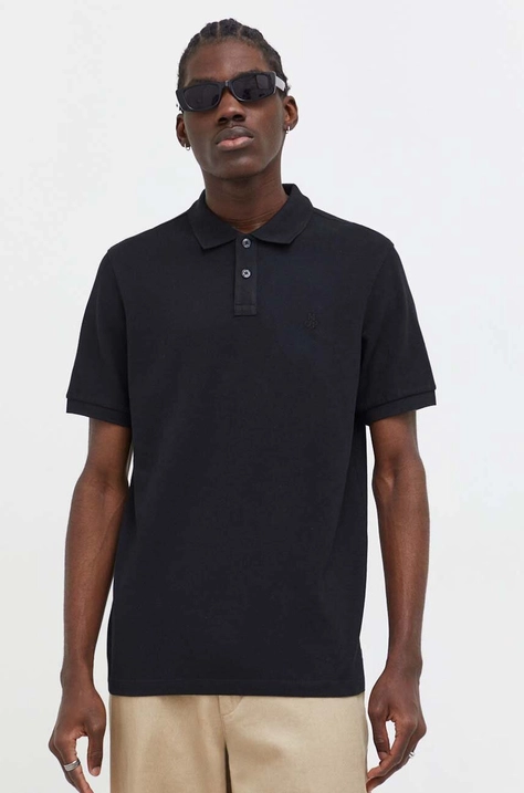 Marc O'Polo polo de bumbac culoarea negru, neted