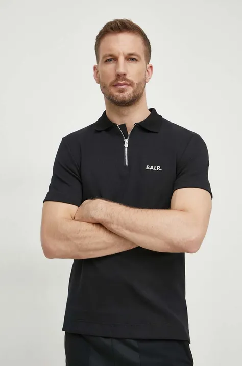 Polo majica BALR. Q-Series za muškarce, boja: crna, s aplikacijom, B1122 1033