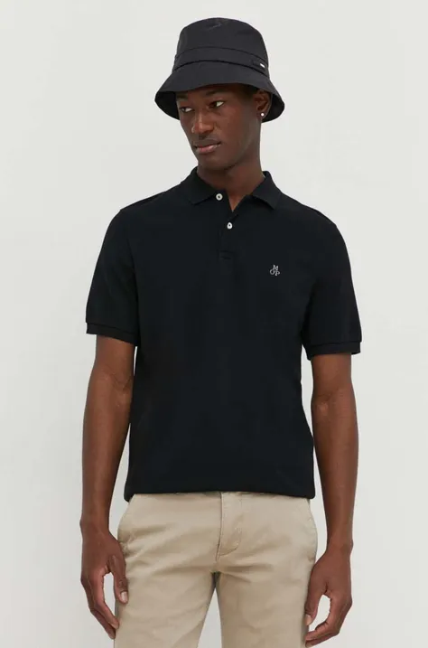 Βαμβακερό μπλουζάκι πόλο Marc O'Polo χρώμα: μαύρο B21223053092