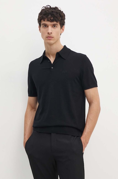 Бавовняне поло Armani Exchange колір чорний однотонне 8NZF5D ZM3JZ