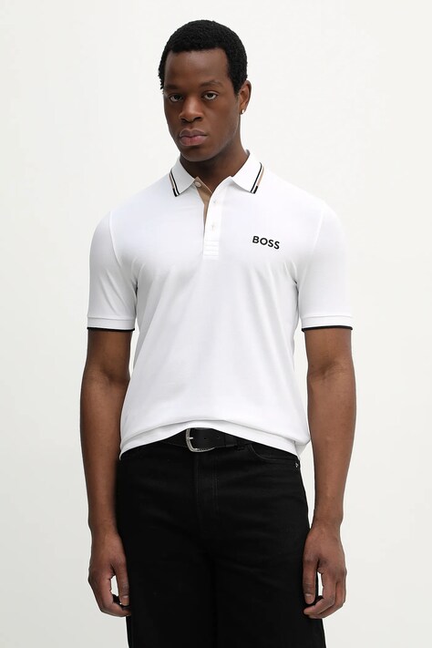 BOSS Green polo męski kolor biały z aplikacją 50469102