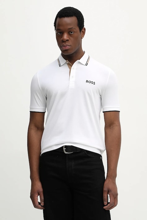 BOSS Green polo męski kolor biały z aplikacją 50469102