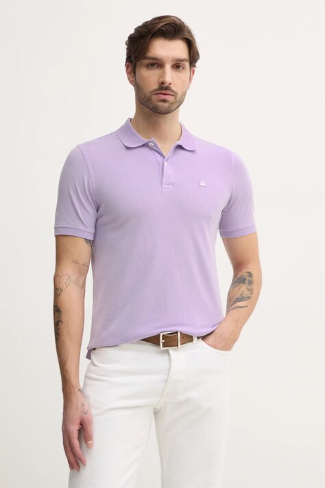 Поло United Colors of Benetton чоловіче колір фіолетовий однотонне 3WG9U301Z