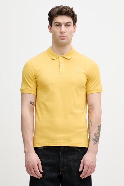 United Colors of Benetton polo męskie bawełniane z elastanem żółte 3WG9U301Z