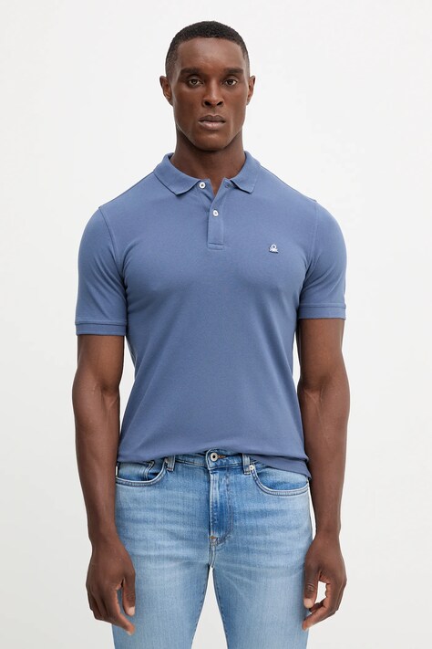 United Colors of Benetton tricou polo culoarea alb, uni, 3WG9U301Z