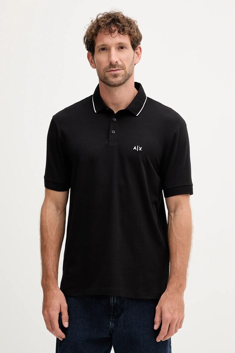 Armani Exchange polo męski kolor czarny gładki XM001289 AF10363