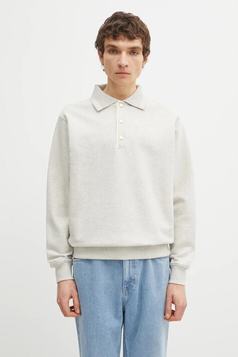 Drôle de Monsieur bluza bawełniana Le Polo Drôle męska kolor szary gładka PERM.PL132.CO127