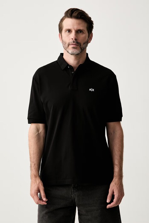 Armani Exchange polo majica za muškarce s pamukom crna XM002898 AF17321