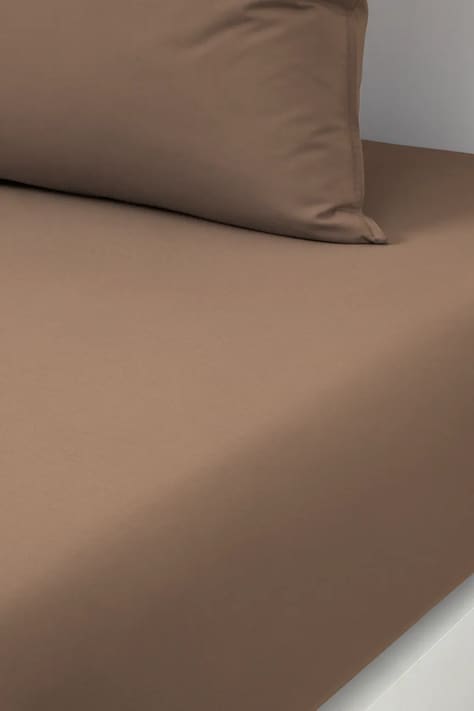 BOSS prześcieradło z gumką bawełniane BEBOSS Camel 90 x 200 cm kolor brązowy