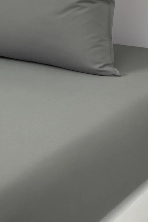 BOSS prześcieradło z gumką bawełniane BEBOSS Khaki 160 x 200 cm kolor zielony