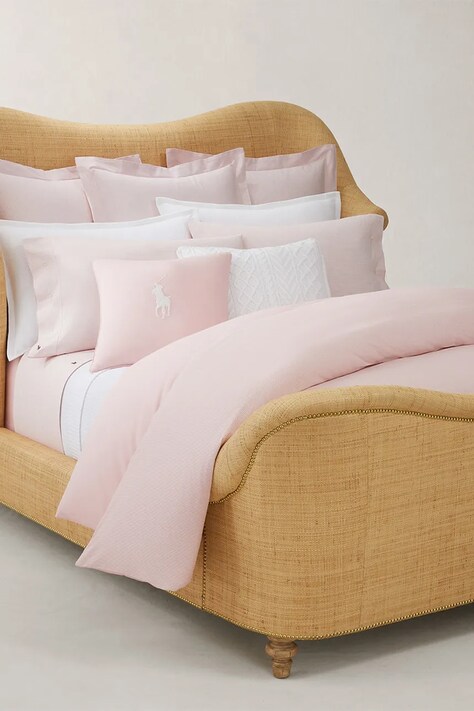 Ralph Lauren prześcieradło z gumką bawełniane RLOXFORD Rosette 160 x 200 cm kolor różowy