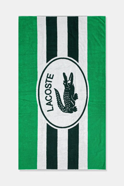 Bavlněný plážový ručník Lacoste LBADGE Vert 90 x 160 cm zelená barva