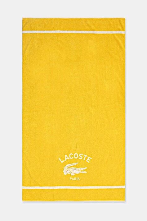 Bavlněný plážový ručník Lacoste LORIGINE Jaune 90 x 160 cm žlutá barva