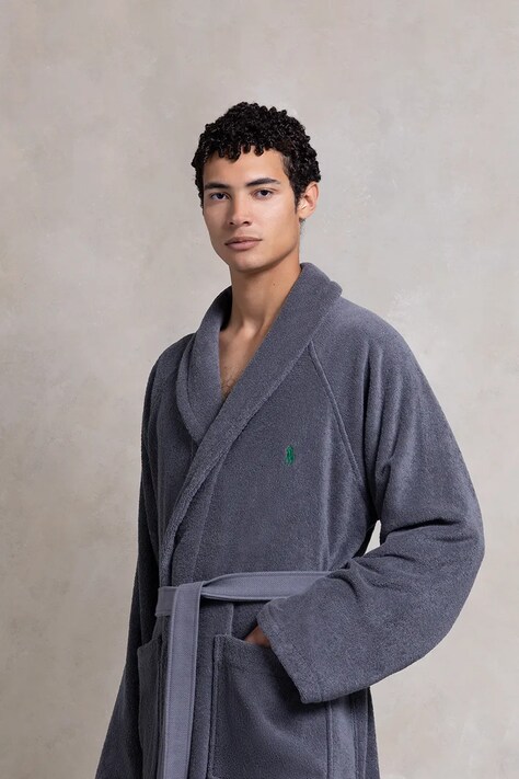 Ralph Lauren szlafrok bawełniany POLOPLAY Barclay M kolor szary