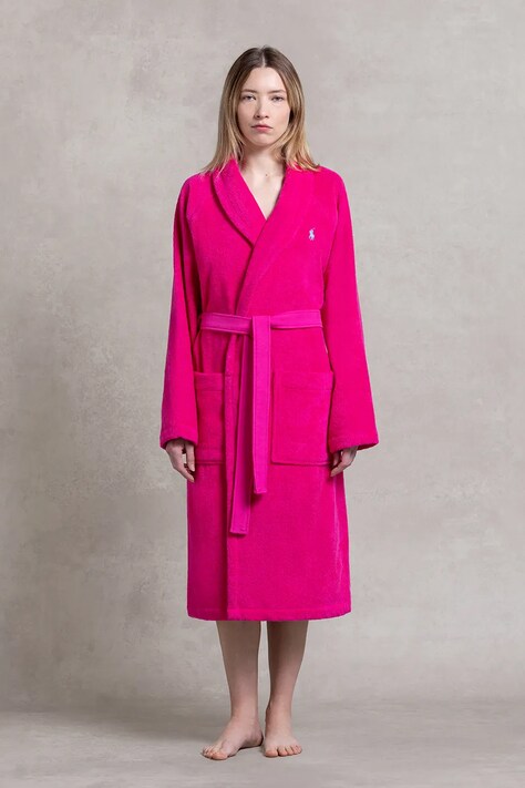 Ralph Lauren szlafrok bawełniany POLOPLAY PinkSky S kolor różowy