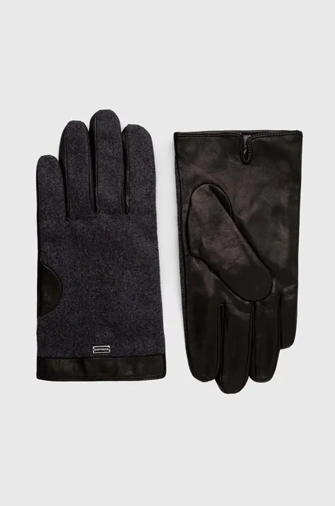 Кожаные перчатки Strellson мужские цвет серый