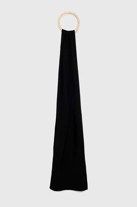 Вовняний шарф Armani Exchange колір чорний однотонний
