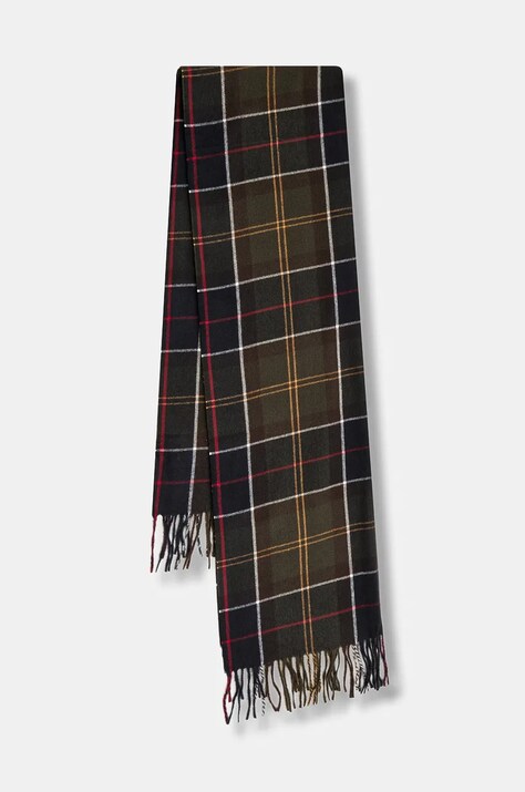 Barbour szalik damski kolor zielony wzorzysty LSC0426