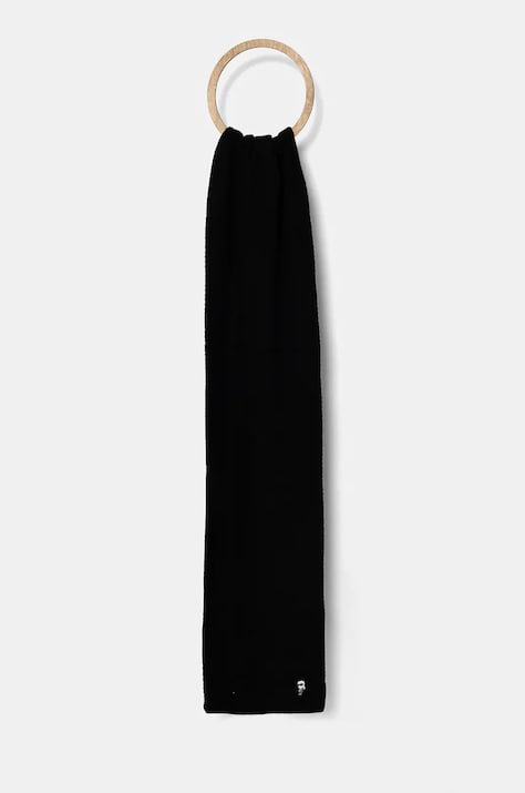 Шарф з домішкою вовни Karl Lagerfeld колір чорний меланж 246W3306