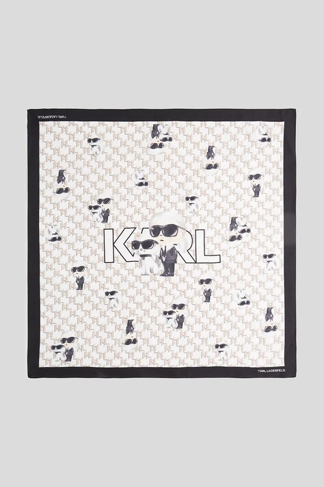 Karl Lagerfeld eșarfă de mătase culoarea alb, cu imprimeu, A3W33066