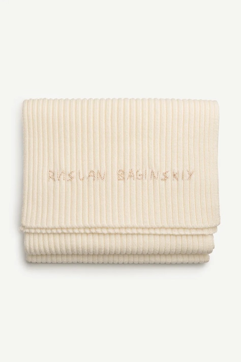 Μάλλινο κασκόλ Ruslan Baginskiy χρώμα: μπεζ, SKR035/036-MW-FL-CD24