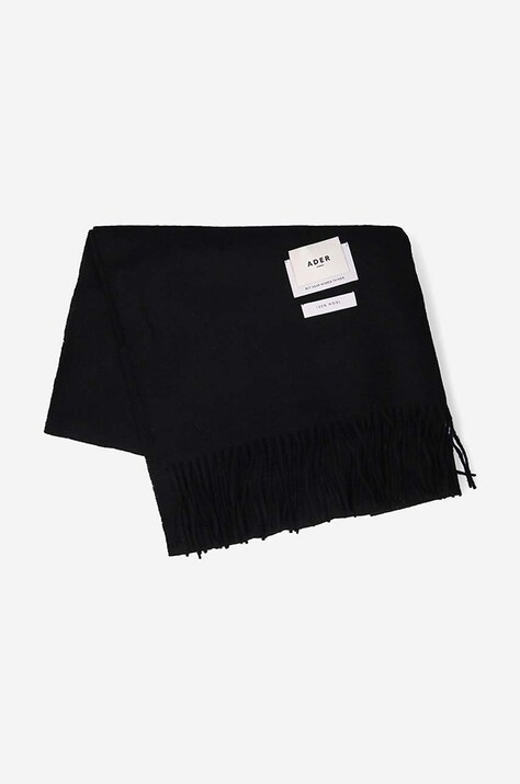 Vlněná šála Ader Error Muffler černá barva, BLAFWMF01BK-BK