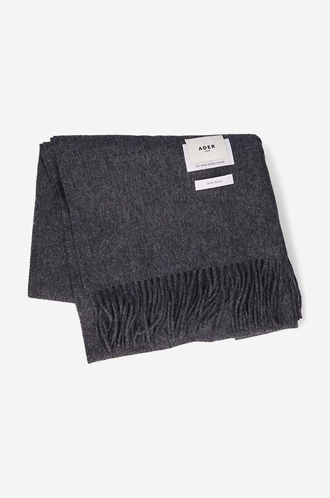 Vlněná šála Ader Error Muffler šedá barva, BLAFWMF01GR-GR
