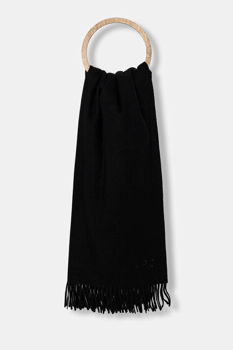 Vlněná šála A.P.C. Echarpe Alix černá barva, WOAFE.M15170-BLACK