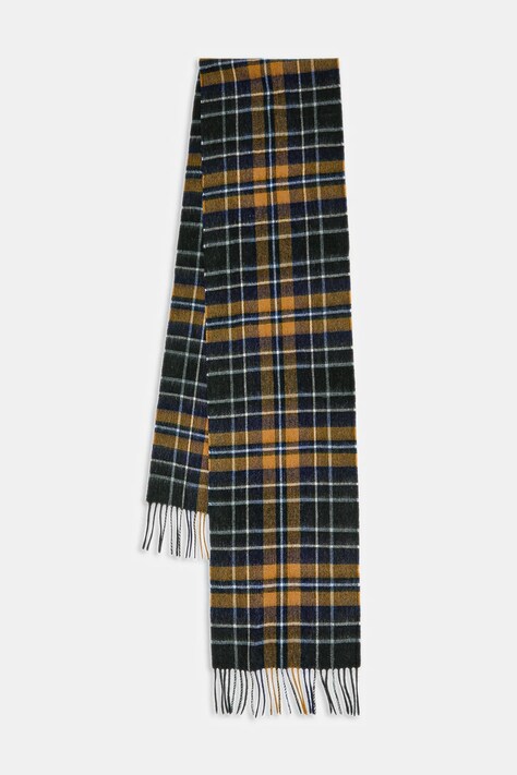 Barbour szalik wełniany kolor zielony wzorzysty USC0137