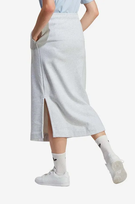 adidas fustă din bumbac Ess Skirt IC5264 culoarea gri, midi, drept IC5264-grey