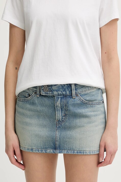 Rifľová sukňa Levi's SUPERLOW MINI modrá farba, mini, rovný strih, 003Z7